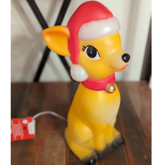 11" Blow Mold Tabletop Reindeer Christmas Deer/LIGHTS UP - Picture 2 of 8